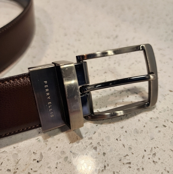 Perry Ellis Dark Brown Belt with Metallic Buckle - Picture 2 of 4